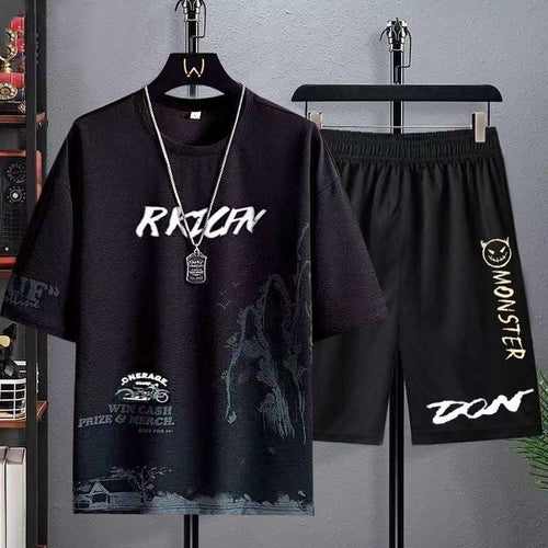 Buy 1 Get 1 Free Men's Summer Set Casual Sports Suit Tracksuit - Short Sleeves T-Shirt  898