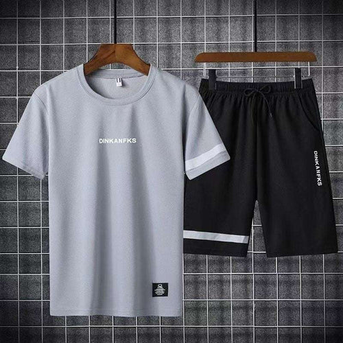 Buy 1 Get 1 Free Men's Summer Set Casual Sports Suit Tracksuit - Short Sleeves T-Shirt  887