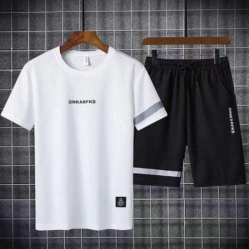Buy 1 Get 1 Free Men's Summer Set Casual Sports Suit Tracksuit - Short Sleeves T-Shirt  880