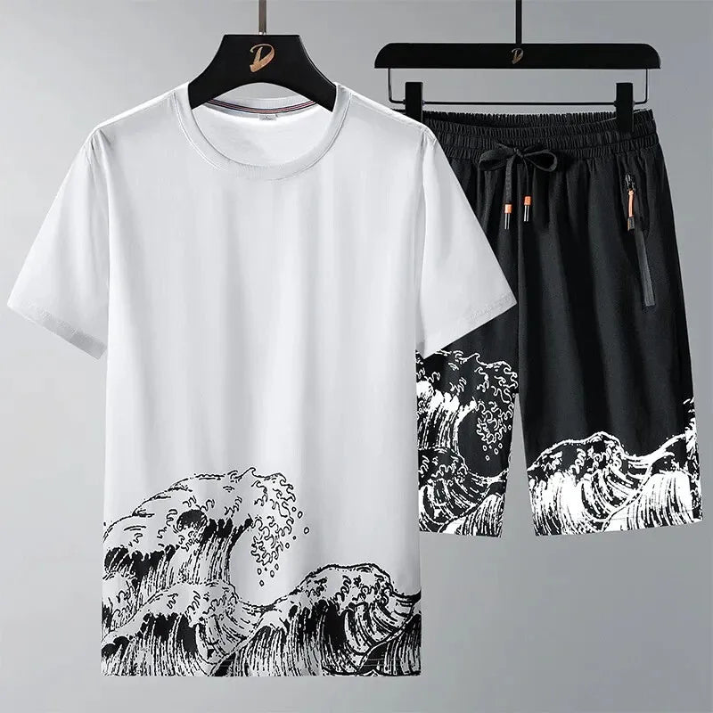 Buy 1 Get 1 Free Men's Summer Set Casual Sports Suit Tracksuit - Short Sleeves T-Shirt  884