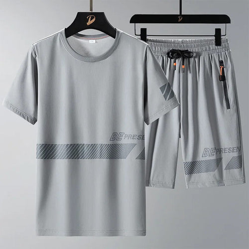 Buy 1 Get 1 Free Men's Summer Set Casual Sports Suit Tracksuit - Short Sleeves T-Shirt  900