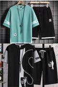 Buy 1 Get 1 Free Men's Summer Set Casual Sports Suit Tracksuit - Short Sleeves T-Shirt  886