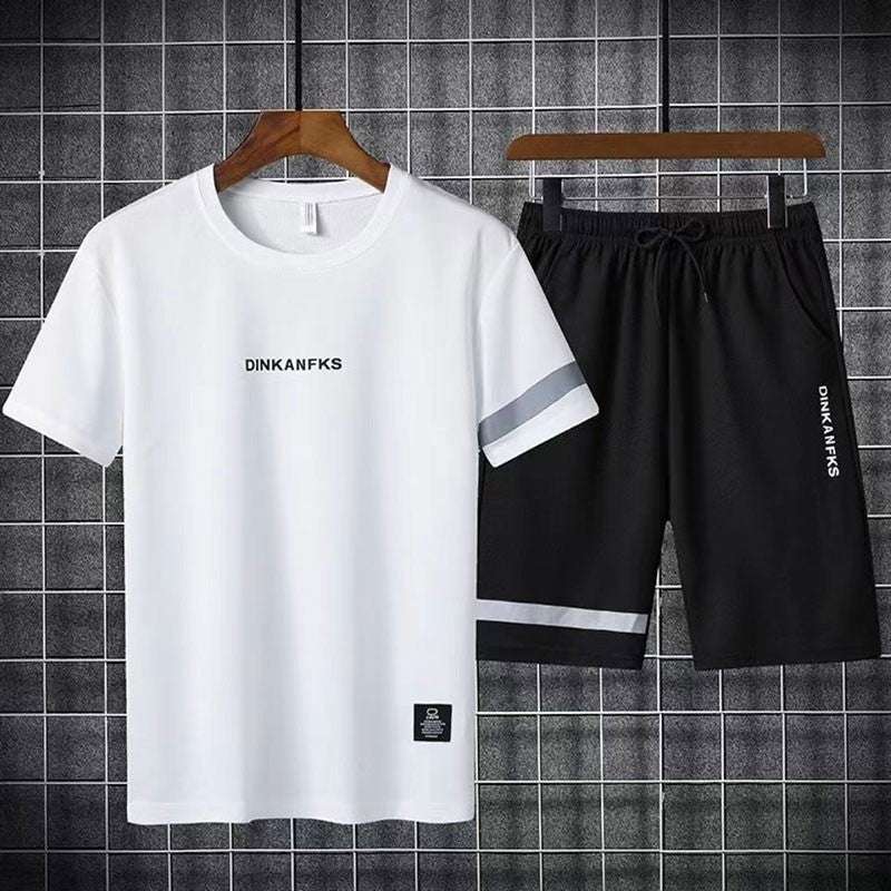 Buy 1 Get 1 Free Men's Summer Set Casual Sports Suit Tracksuit - Short Sleeves T-Shirt  893