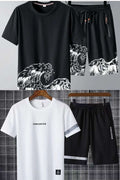 Buy 1 Get 1 Free Men's Summer Set Casual Sports Suit Tracksuit - Short Sleeves T-Shirt  893