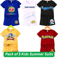 Pack of 5 Kids collection Summer Suits – Stylish Shirt & Shorts Set | Breathable, Durable & Vibrant 622