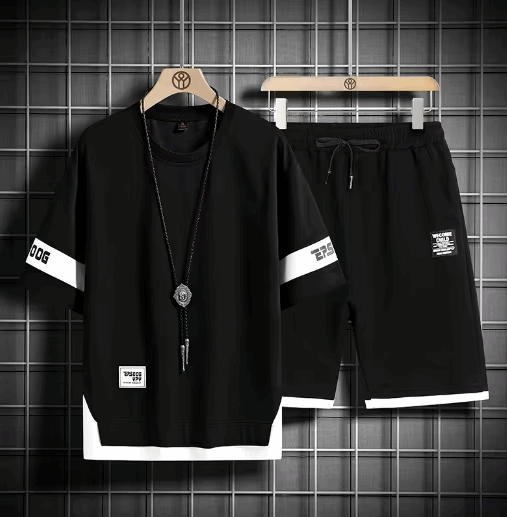 Buy 1 Get 1 Free Men's Summer Set Casual Sports Suit Tracksuit - Short Sleeves T-Shirt  873