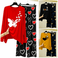 Pack of 3 Women’s Summer Loungewear Sets – Printed T-Shirts & Trousers Women's Summer Suit 878