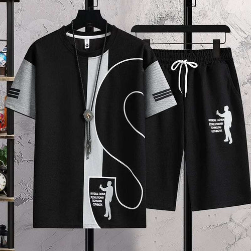 Buy 1 Get 1 Free Men's Summer Set Casual Sports Suit Tracksuit - Short Sleeves T-Shirt  897