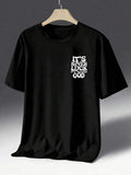 Men's Letter & Bull Head Print Round Neck Drop Shoulder.