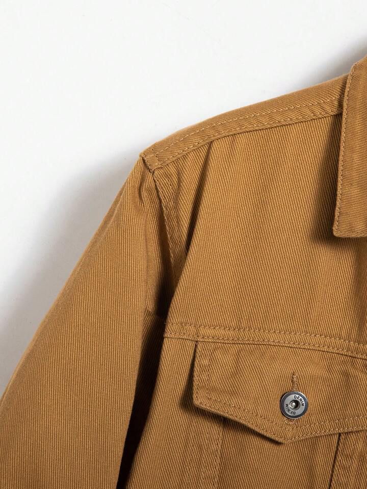 Men's Hypemode Loose Casual Long Sleeve Brown Denim Jacket