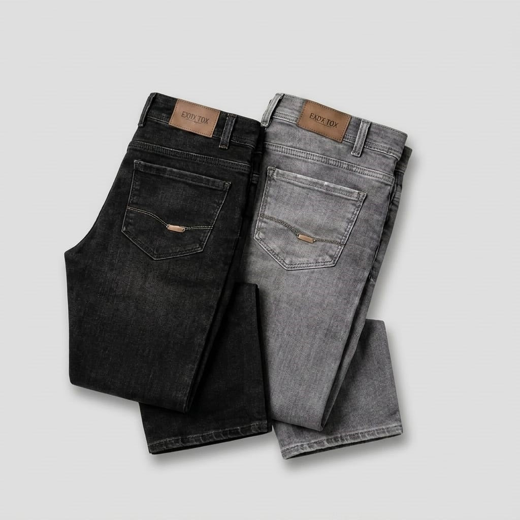 Pack of 2 Export Quality Men's Denim Jeans – Black & Grey