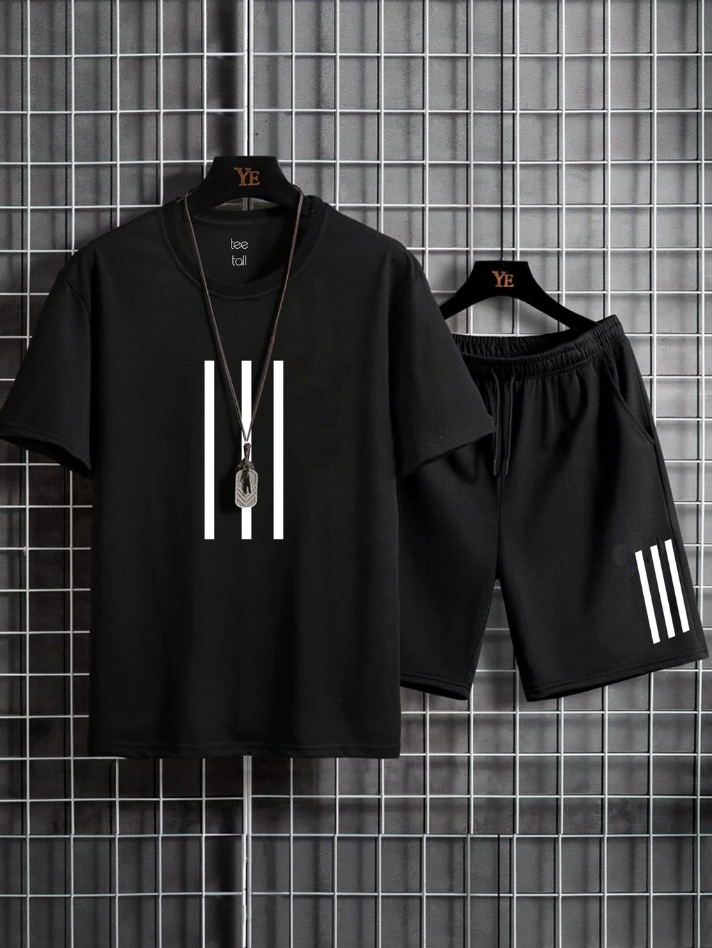 Mens Summer Shorts + T-Shirt Set - SS23 - Black Black
