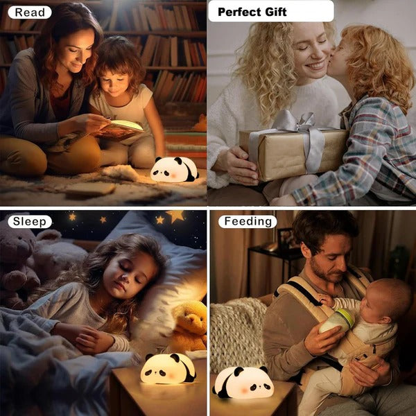 Cute Panda Night Light USB Rechargeable – Baby Safe Silicone LED Night Lamp with Touch Control & Timer | Kids Night Light Pakistan