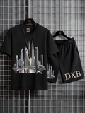 Mens Summer Shorts + T-Shirt Set - SS175 - Black Black