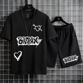 Mens Summer Shorts + T-Shirt Set - SS3 - Black Black